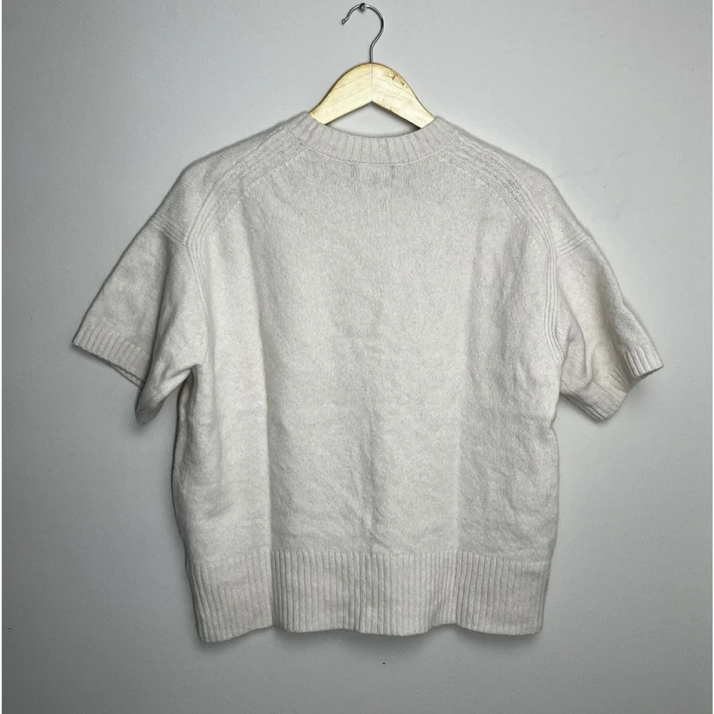 J Crew Oversized Sweater Tee Lambswool Wool Womens Small Beige Natural Crewneck